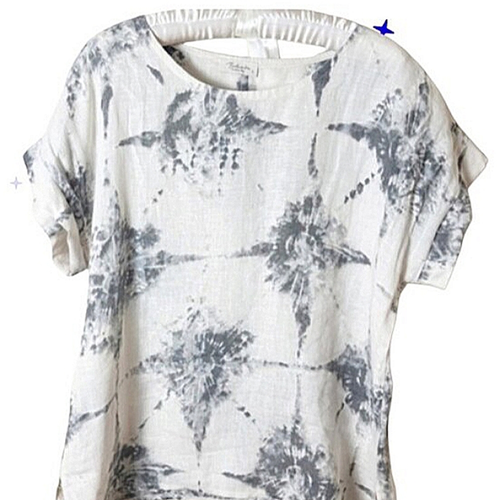 BELLAMBRA Italian LInen Tie-Dye Abstract Top